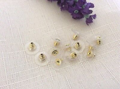 Earring Backing Discs for Studs, Pierced   Pk 12  6 Pairs in Gold Silver / mix