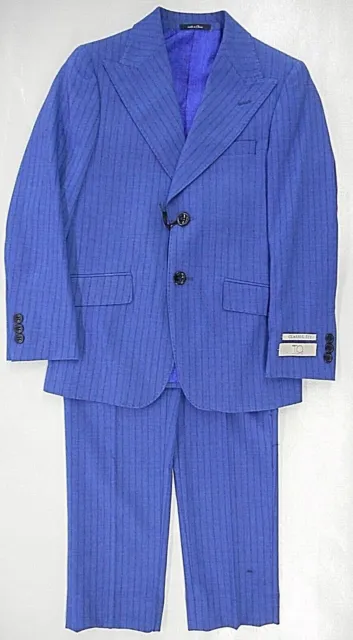 Boys T.O. Collection Blue Pin Striped 2PC. Suit Slim & Classic Sizes 8 - 16
