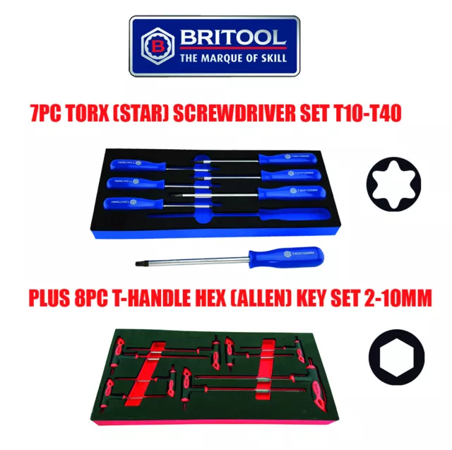 Torx / Star Screwdriver Set + T-Handle Hex / Allen Key Set From Britool Hallmark