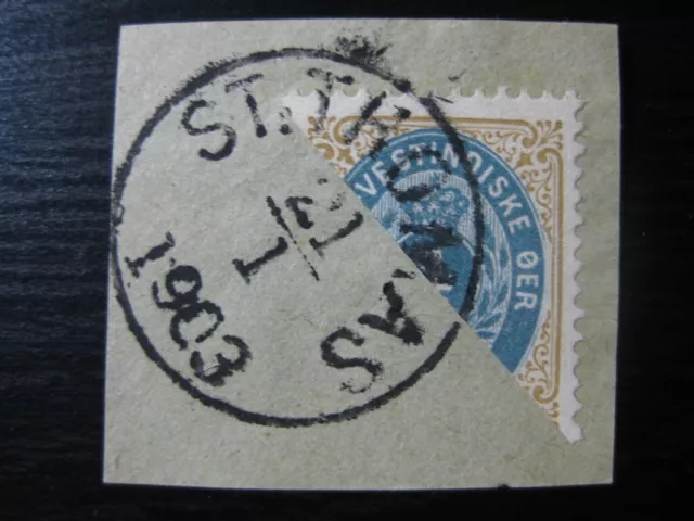 DANISH WEST INDIES Sc. #18a scarce used bisect stamp!