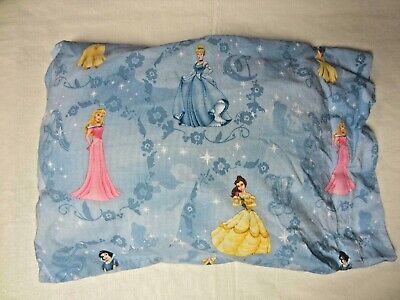 Handmade Blue Cotton Pillowcase -Travel/Toddler Size & Pillow -Disney Princess