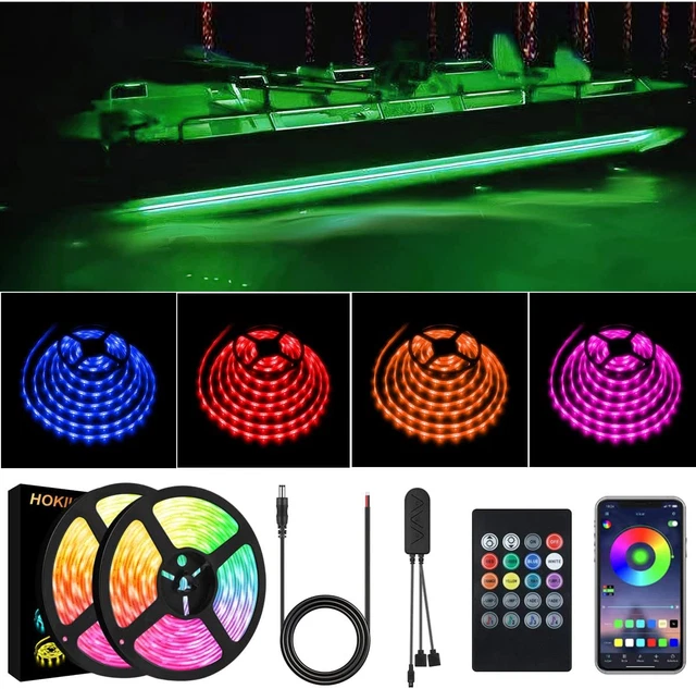 LED STRIP BOAT Lights Kit, 40FT Bluetooth MultiColor Marine Pontoon