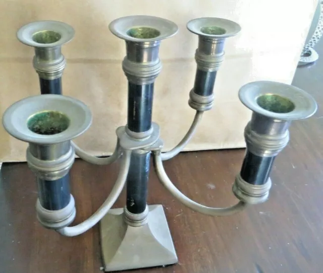 Brass Bronze Gothic  Candelabra 4 arm 5 candle holder centerpiece heavy 1900's