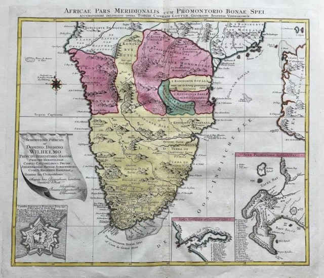South Africa Südafrika Afrique du Sud Cape of Good Hope Lotter map Karte 1760