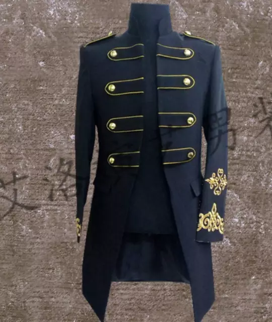 Abrigo de vestir real militar para hombre chaqueta blazer botones dorados príncipe real disfraz