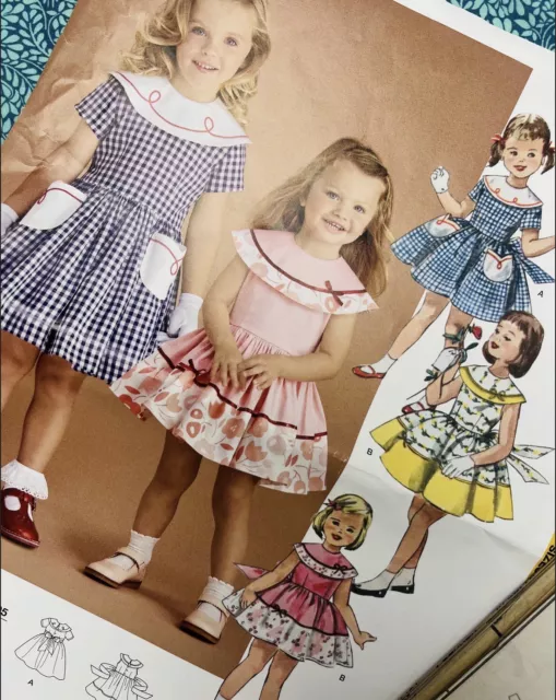 Age 4-8 Uncut Simplicity 8062 Reproduction of 50s Sewing Pattern, Girls Dress