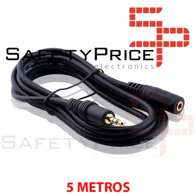 CABLE ALARGADOR AUDIO JACK 3,5mm (macho - hembra)  AURICULARES 5m REF1015