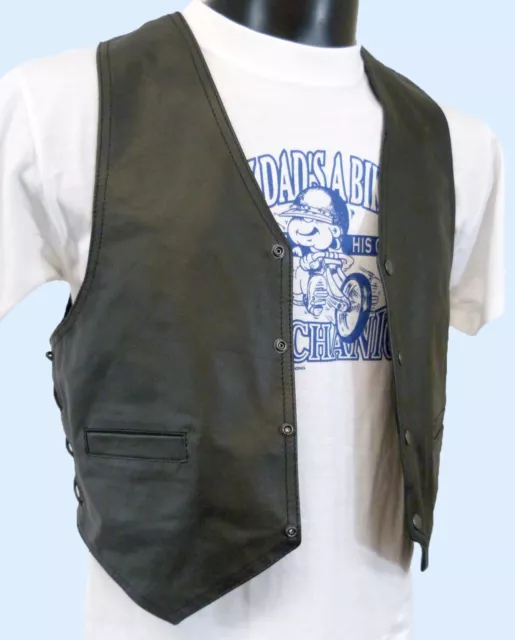 Children Kids Baby Biker Leather Motorcycle Style Childs Tie-Sided Waistcoat  T