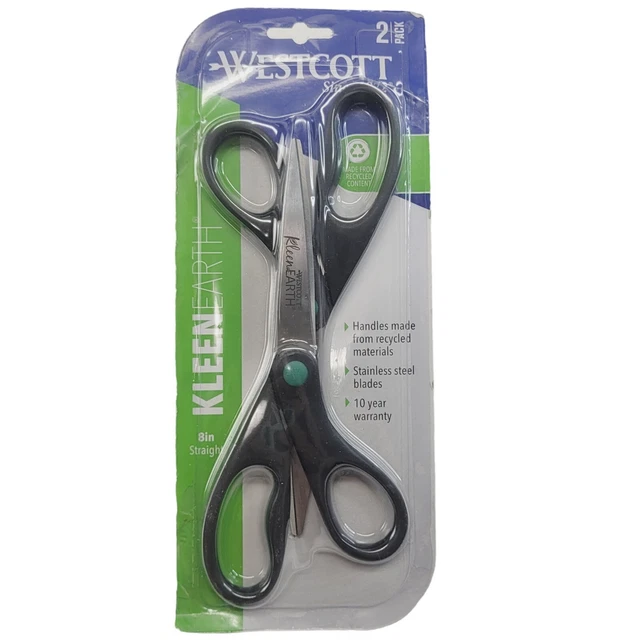 Tijeras recicladas Westcott 8" rectas Kleenearth - paquete de 2
