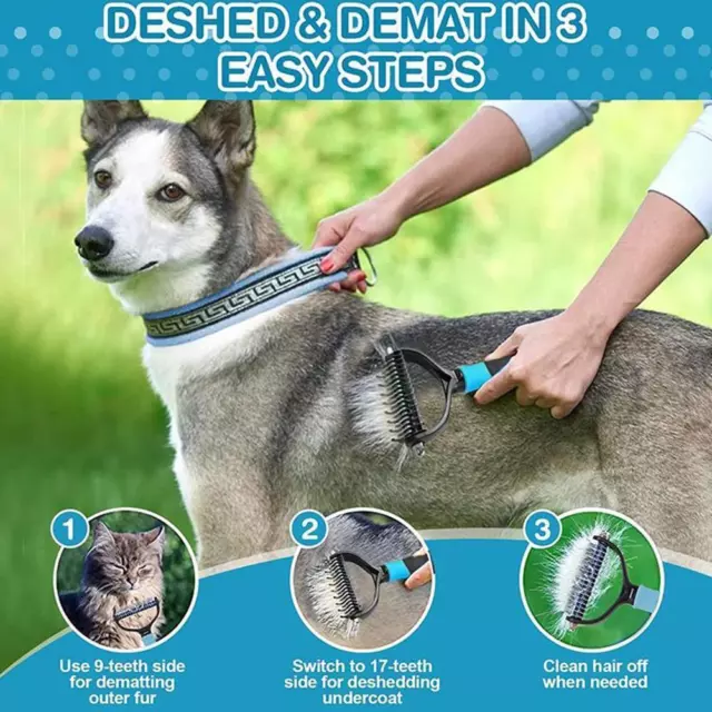 Pet Dog Cat Comb Brush Dematting Undercoat Grooming Comb Rake Tool Professional
