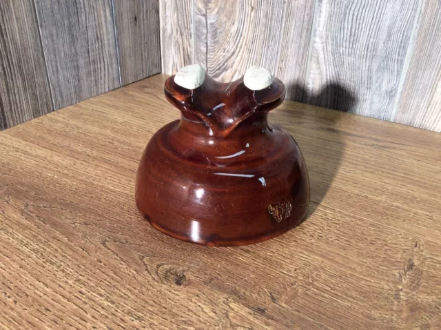 Vintage Locke Porcelain Ceramic Insulator USA 9995 Brown Telegraph Electric E2