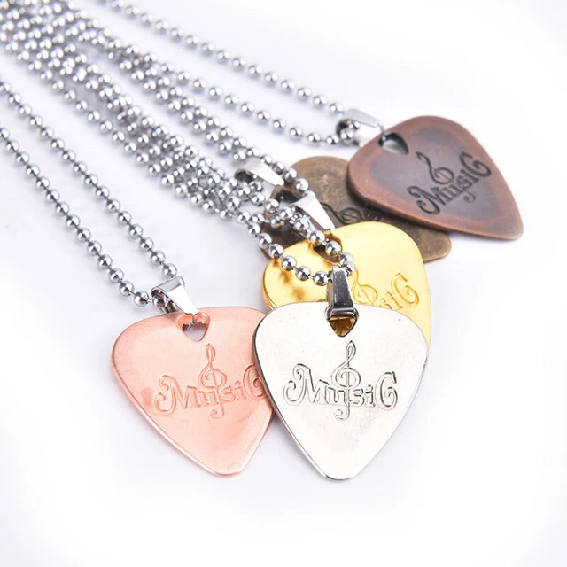 METAL ACOUSTIC ELECTRIC Guitar Bass Necklace Pick Thin Mediator Pick