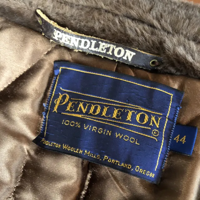 VTG PENDLETON OVERCOAT Car Coat Wool Mens 44 Herringbone Faux Fur ...