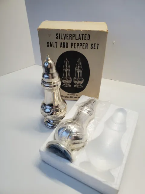 Vintage FB Rogers Silver Company Silver Plated Ornate Salt & Pepper Shakers NEW