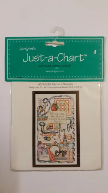 Janlynn's Just-a-Chart Counted Cross Stitch Chart 'Stitcher's Sampler' Rare New!