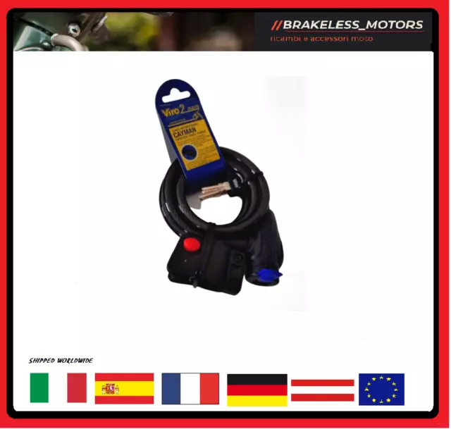 Antifurto Lucchetto VIRO + Cavo in Acciaio D12 mm x Lun 150 cm  Moto Scooter