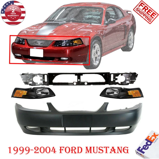 FRONT BUMPER COVER + Header Panel + Headlights For 19992004 Ford