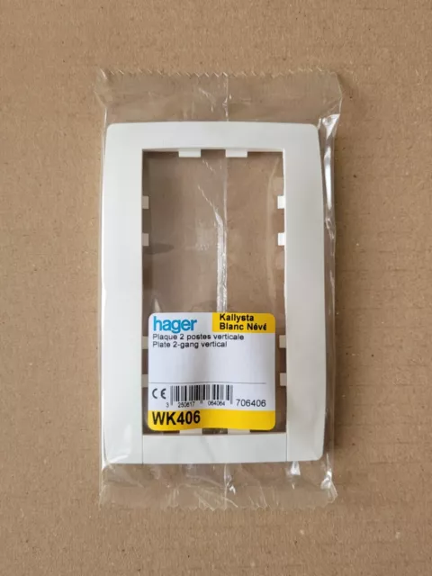 HAGER WK406 - 1 Plaque 2 postes Kallysta classic verticale entraxe 57 Blanc Névé