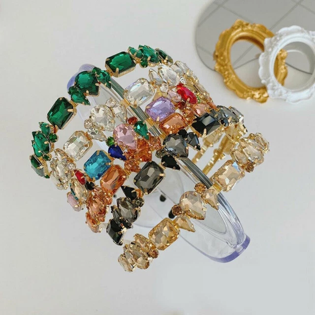 Women Baroque Headband Princess Diamond Geometric Gem Hairband Girls Accessories