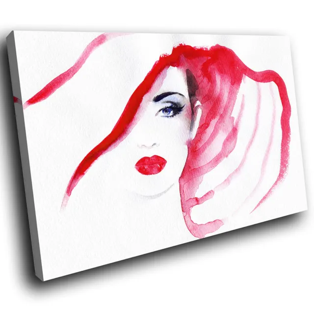 Black White Red Retro Woman Cool Modern Canvas Wall Art Large Picture Print
