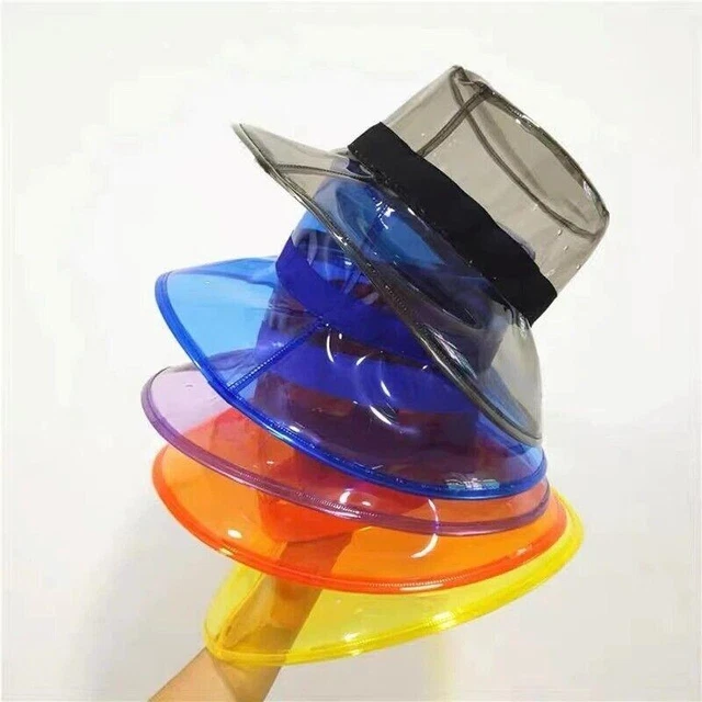 Transparent Bucket Hat Women Clear Rain Hats Waterproof Pvc Sun Visor Beach Cap