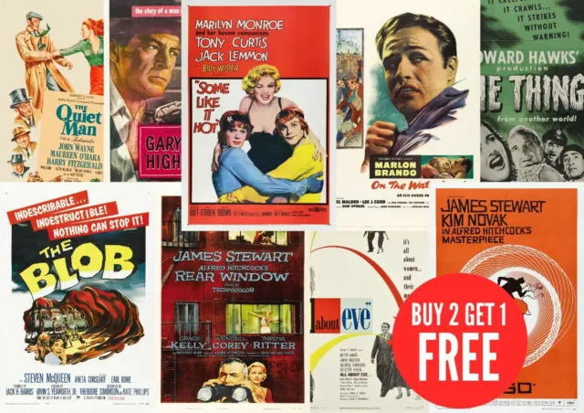 1950's Classic Retro Vintage, Many Movie Posters A0-A1-A2-A3-A4-A5-A6-MAXI C451