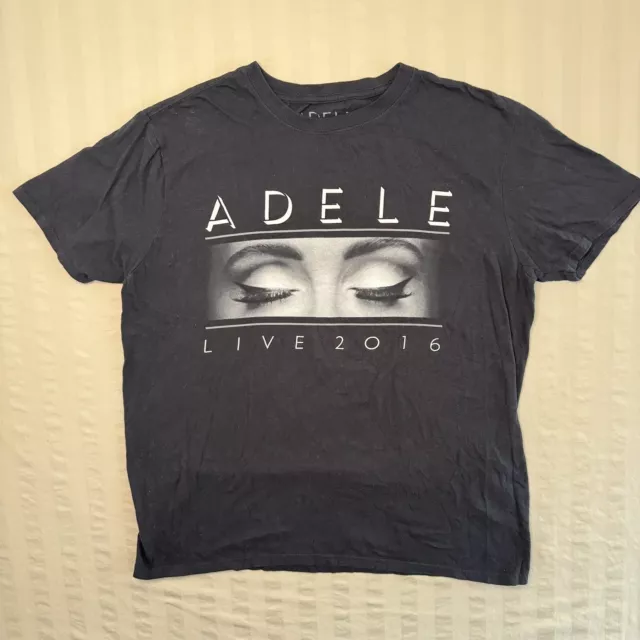 Adele Live 2016 Womens Large Black Double Sided Concert Tour Merch Shirt Hello