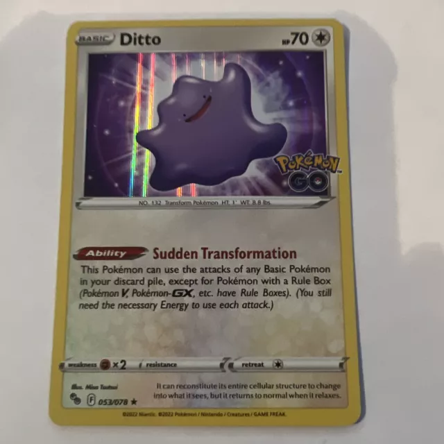 Mavin  Pokémon TCG Ditto Pokemon GO 053/078 Holo Holo Rare