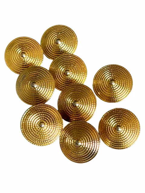 9 Shank Buttons VTG Spiral Textured Metal Gold Colored 3/4” Sewing Crafts