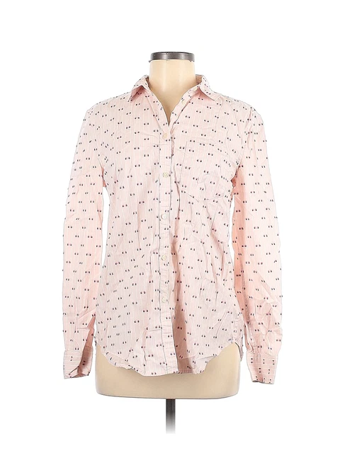 Gap Women Pink Long Sleeve Button-Down Shirt M