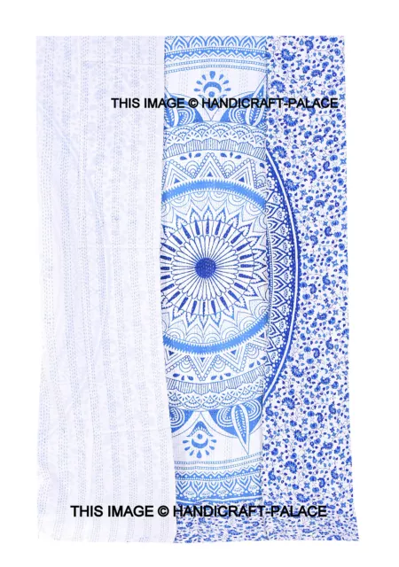Ombre Indien Coton Jeté de Lit Reine Bleu Gudari Mandala Kantha Couette Décor