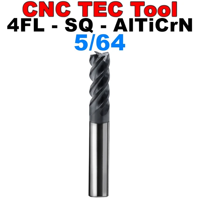 1 PCS 4 Flutes Square 5/64" Carbide End Mill CNC BIT AlTiCrN Coated