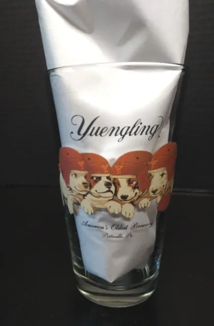 16 Oz Yuengling Beer Glass With Vintage Football Puppies/ Dogs