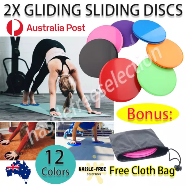 2x Gliding Sliding Discs Core Sliders Yoga Fitness Home Gym  Exercise Stretch