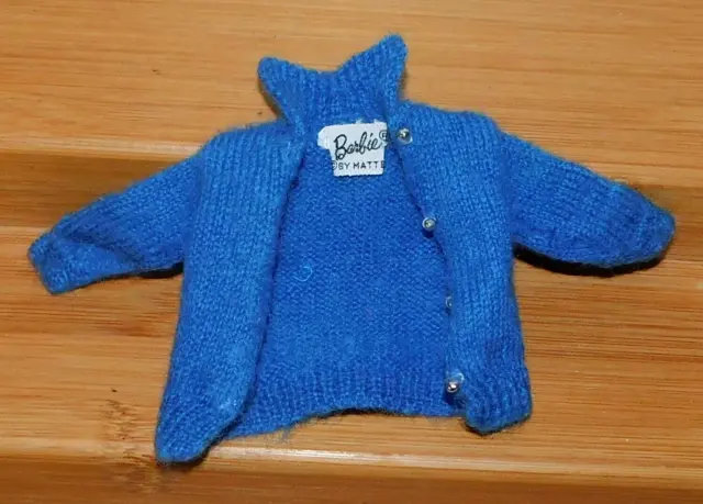 VINTAGE BARBIE 1963 #957 Knitting Pretty Blue Knit Sweater