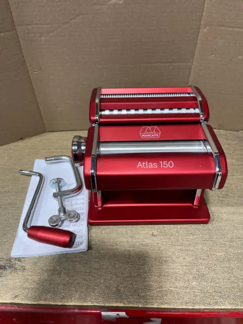 MARCATO Atlas 150 Machine, Red, Includes Pasta Cutter, Hand Crank