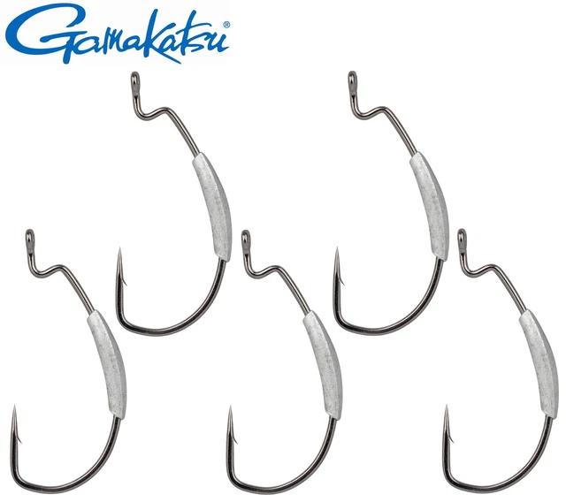 Gamakatsu Weighted Super Line EWG - 5 Offsethaken mit Gewicht, Jighaken, Haken