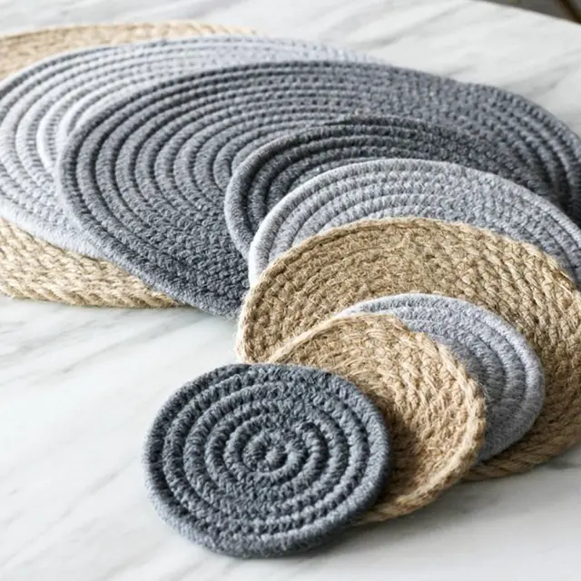 Knitting Kitchen Round Placemats Coasters Tableware Pad Heat Insulation Pads
