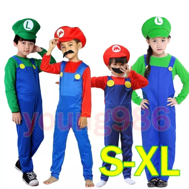 COSPLAY COSTUME SUPER Mario Luigi Bros Videogiochi Carnevale Abito