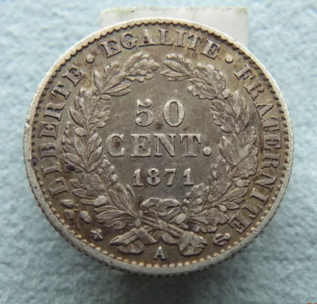 France  1871-A, 50 Centimes ✅ Silver - RARE