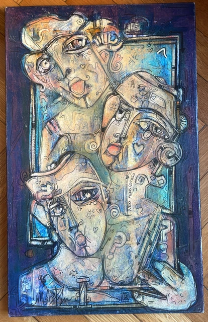 Martino DELEGO (Genova 1956) “Neo Pensieroso”Tecnica Mista su tela 25x40 Firmato
