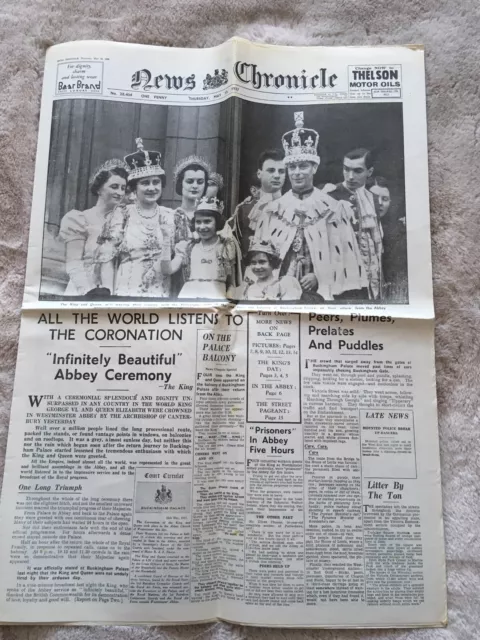 King George VI Coronation Day Chronicle May 13 1937. REPRINT Newspaper