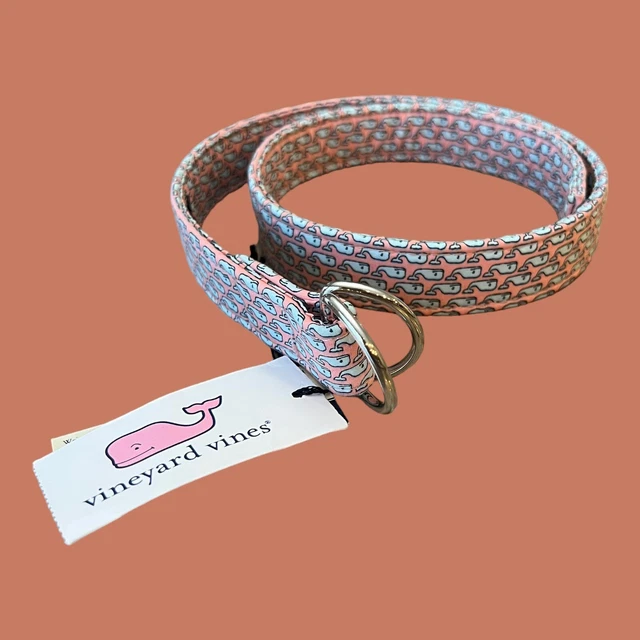 Vineyard Vines Youth Ribbon Belt Pink Vineyard Whale Size Large
