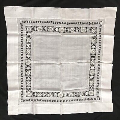 Antique Hand Loomed White Linen Drawn Work/Luncheon Table Cloth 39" Square