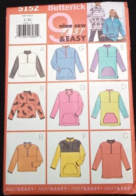 Butterick Fast & Easy Sewing Pattern 5152 Size L-XL Misses Pullover Top Jacket 2