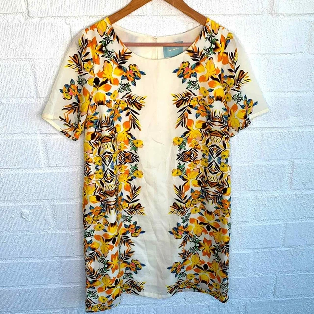 Skies Are Blue Women's Floral A Line Work Keyhole Dress sz L