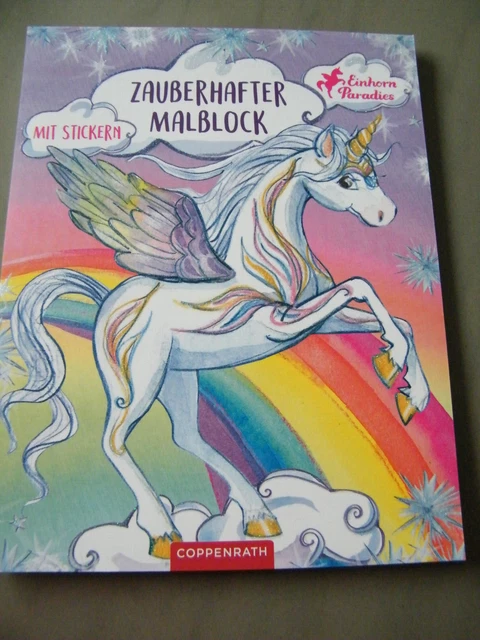 NEU Zauberhafter Malblock Malbuch mit Stickern Einhorn Paradies Coppenrath