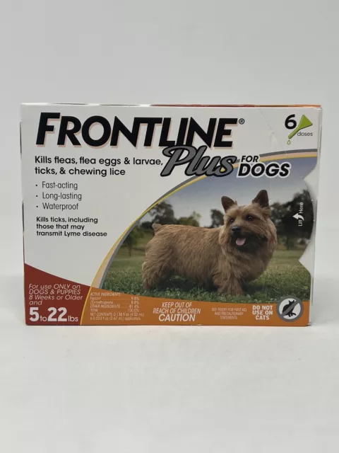 Frontline Plus For Dogs Flea & Tick Control 5-22 lbs 6 Doses