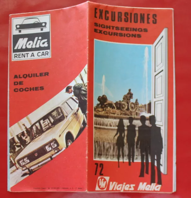 1971 - VIAJES MELIA / Excursiones, sightseeings excursions / Dépliant tourisme
