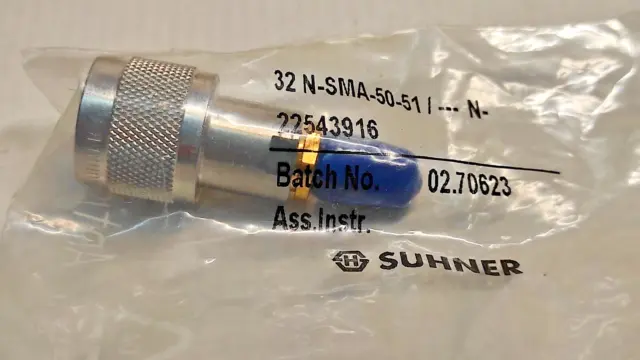 SUHNER adapter Nm to SMA male pn. 32N SMA-50-51 UE